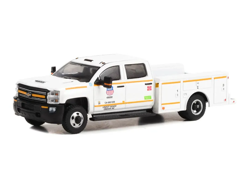 48 COUNT CASE 2018 Chevrolet Silverado 3500 Service Bed Truck - Union Pacific Railroad (Dually Drivers) Series 11 Diecast 1:64 Scale Model - Greenlight 46110C