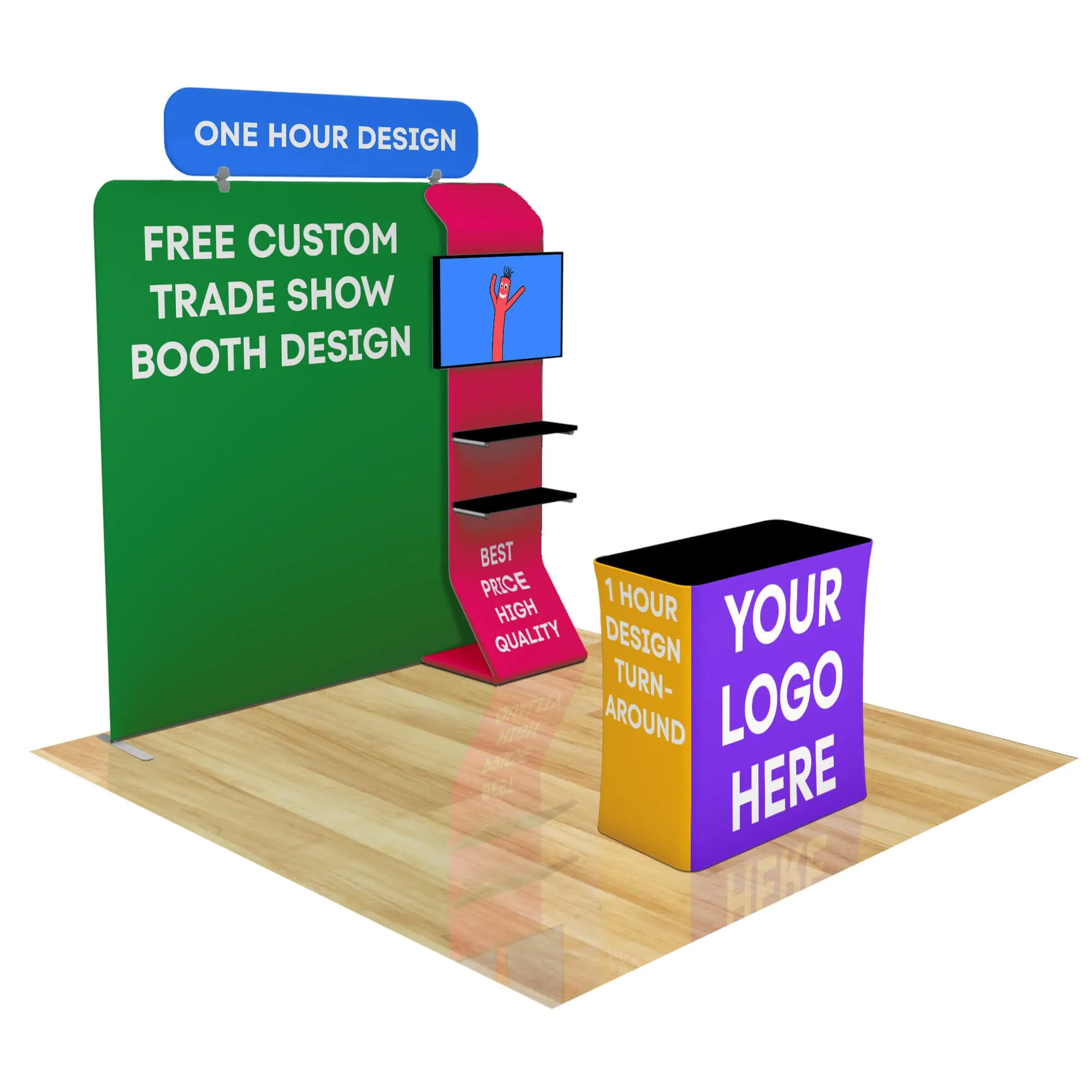 8ft FastZip™ Custom Trade Show Booth Builder