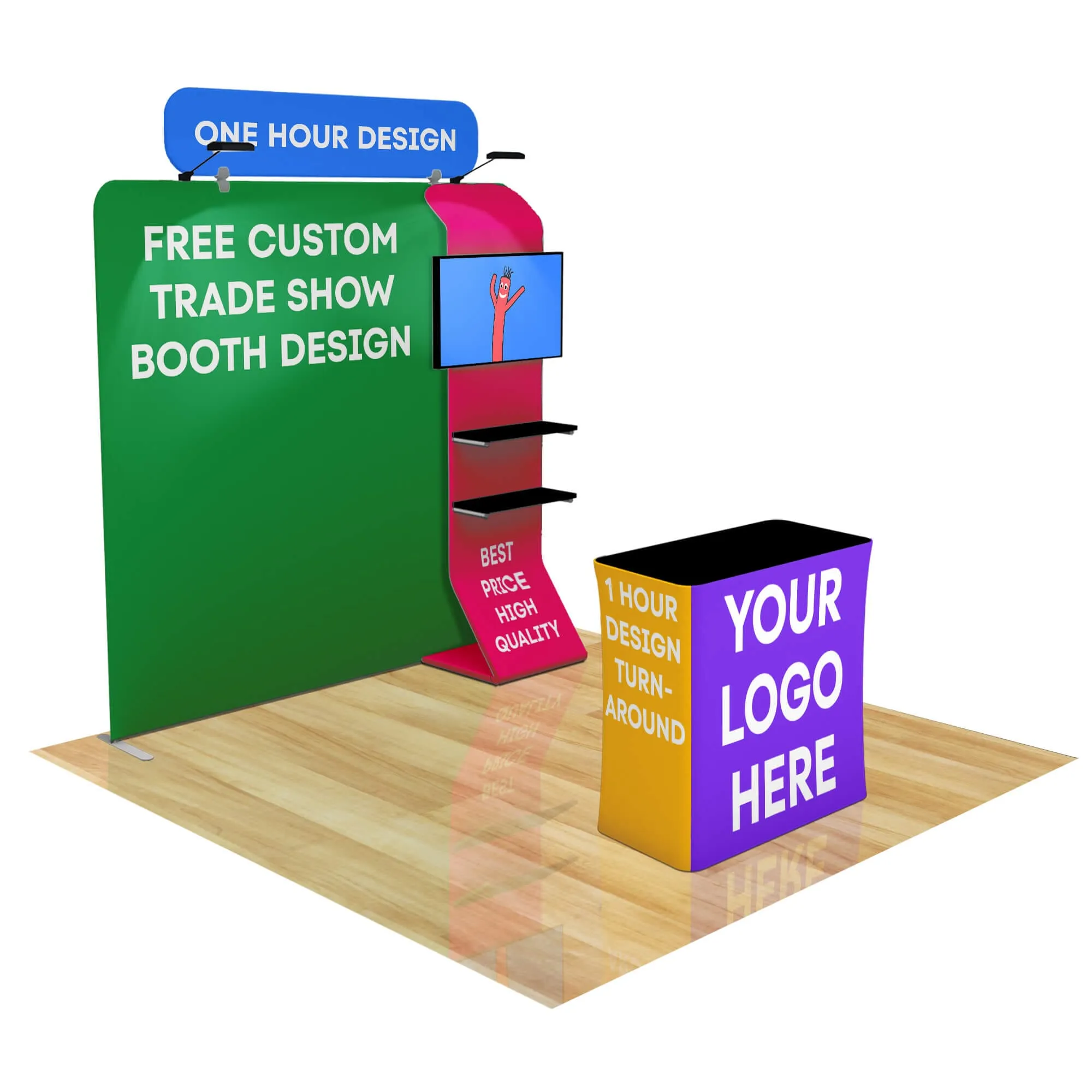 8ft FastZip™ Custom Trade Show Booth Builder