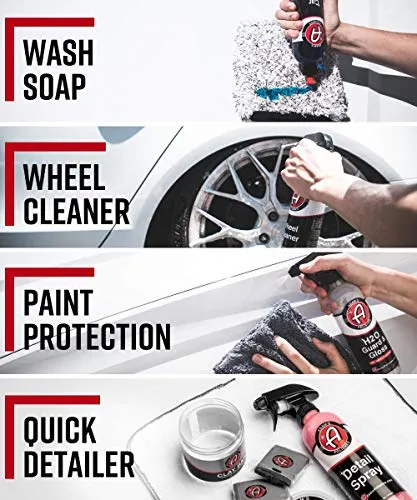 Adam's Most Popular Car Detailing Kit - Car Wash & Cleaning Kit | Our Top Selling Products Bundled | Car Wash Soap Shampoo, Detail Spray Car Wax Quick Detailer, Wheel Cleaner Paint Sealant Top Coat