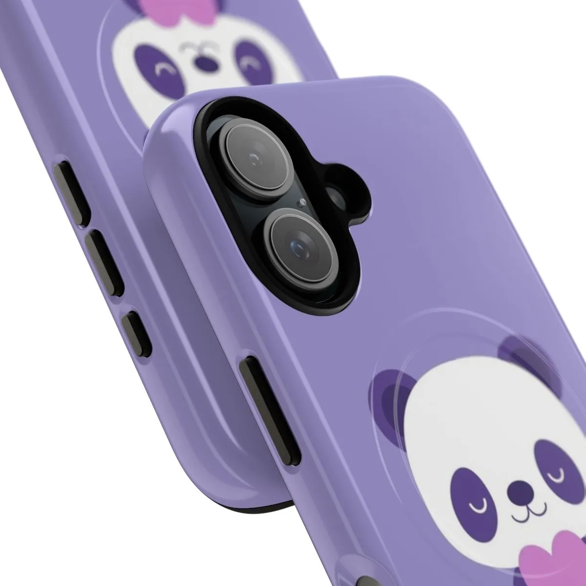 Adorable Purple Panda Phone Case with Magnetic Closure