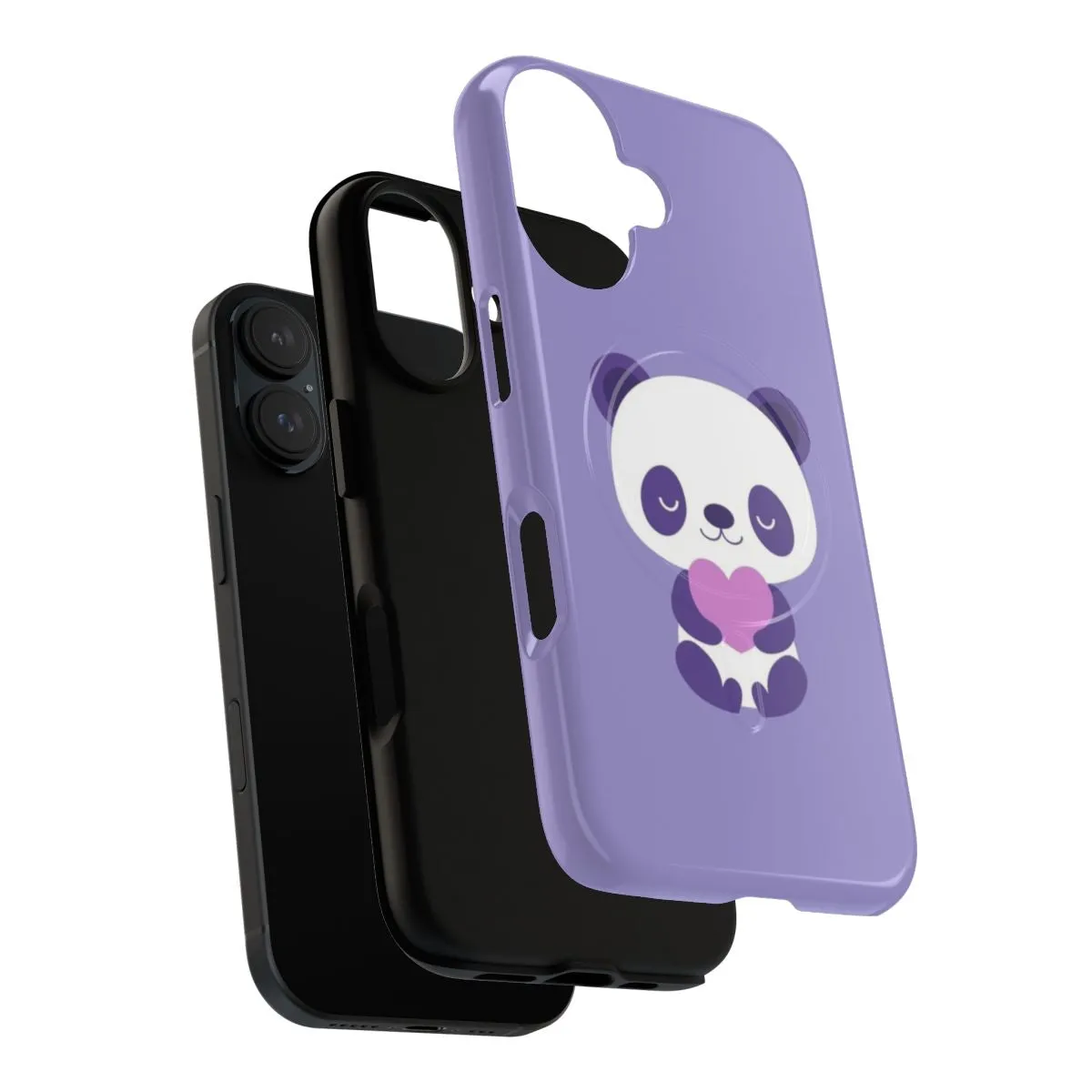 Adorable Purple Panda Phone Case with Magnetic Closure