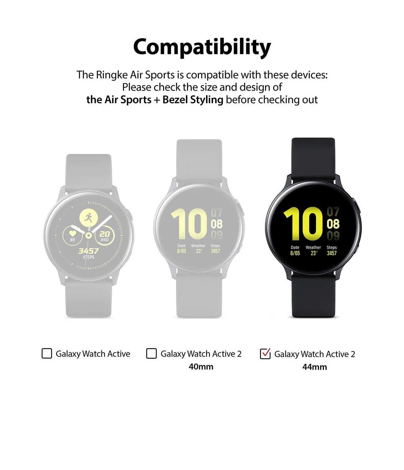 Air Sports   Bezel Styling Combo Case Designed for Galaxy Watch Active 2 44mm - Black / 20