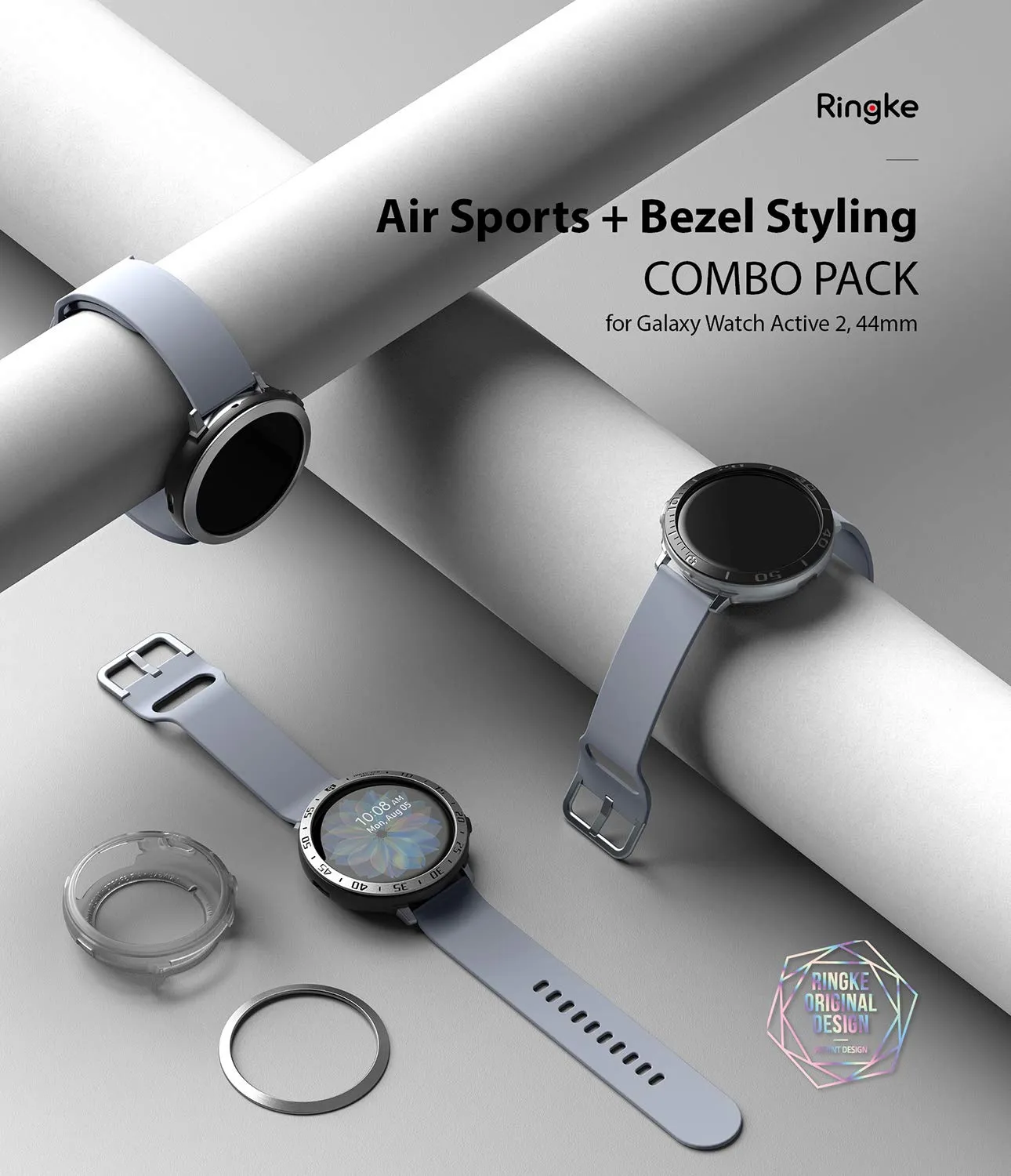 Air Sports   Bezel Styling Combo Case Designed for Galaxy Watch Active 2 44mm - Black / 31