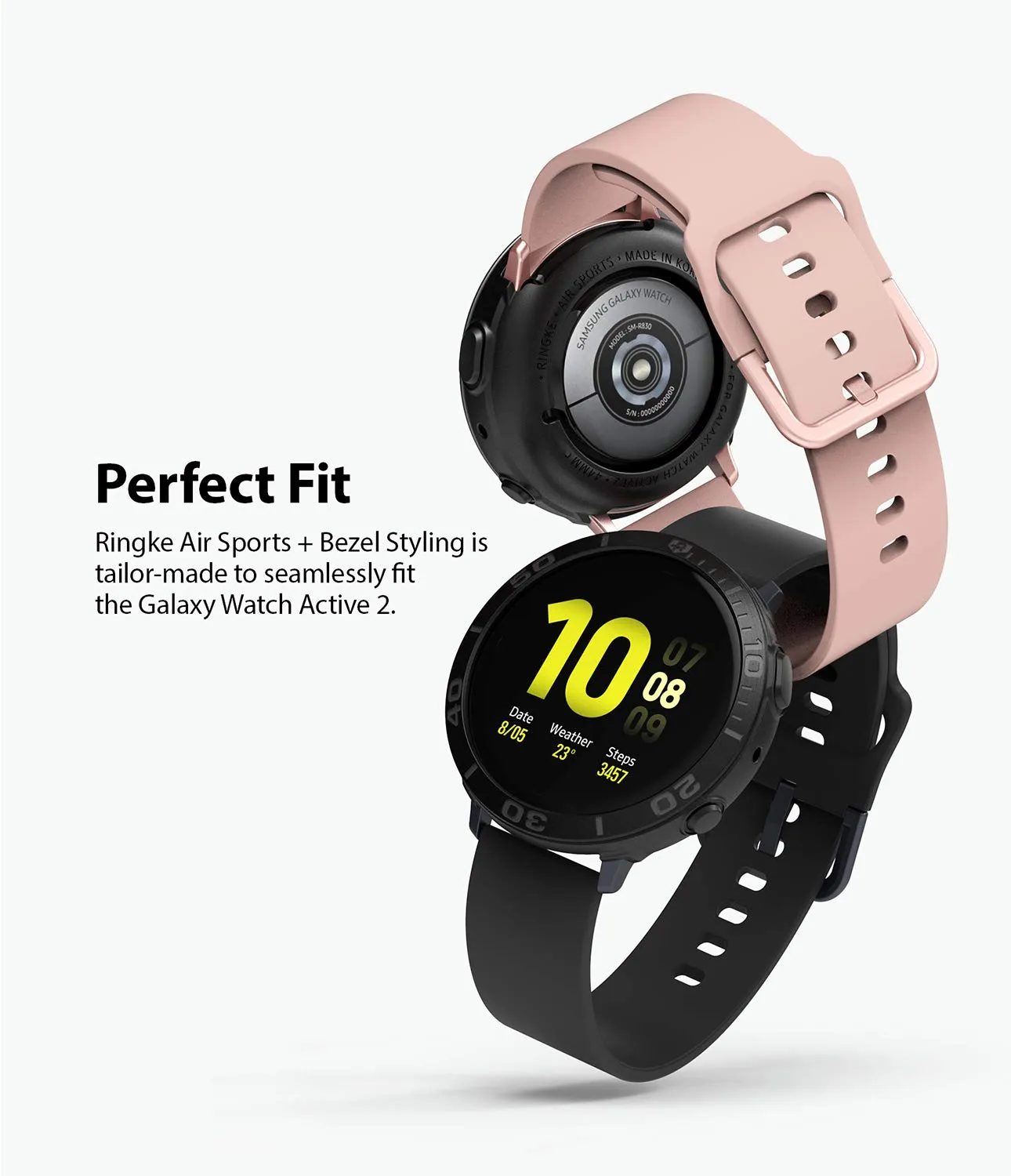 Air Sports   Bezel Styling Combo Case Designed for Galaxy Watch Active 2 44mm - Black / 31