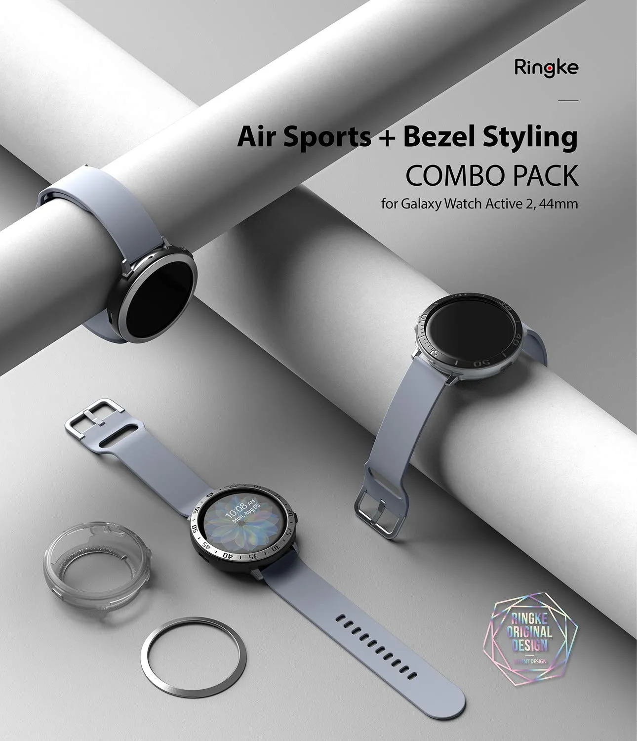 Air Sports   Bezel Styling Combo Case Designed for Galaxy Watch Active 2 44mm - Matte Clear / 20