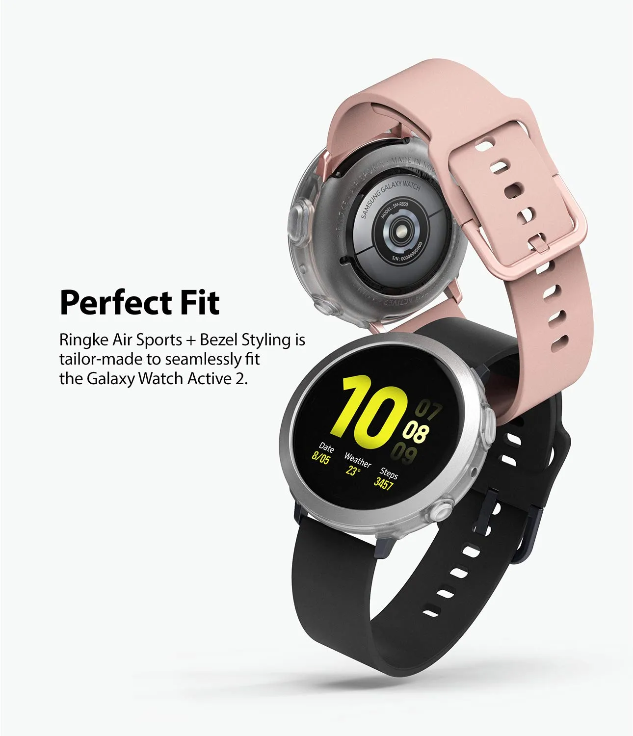 Air Sports   Bezel Styling Combo Case Designed for Galaxy Watch Active 2 44mm - Matte Clear / 20