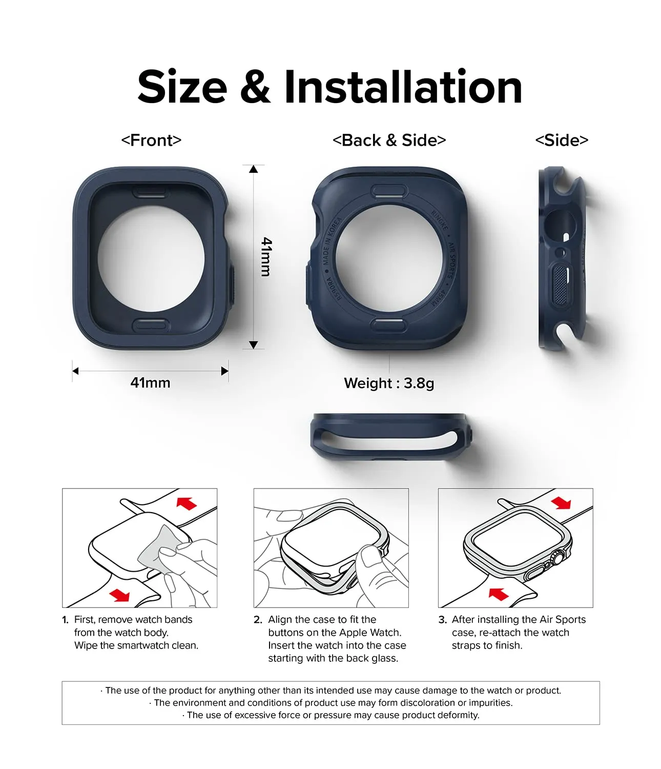 Air Sports Case Compatible with Apple Watch 8 / 7 - 41mm - Navy