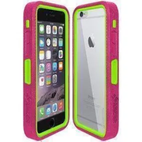 Amzer CRUSTA Rugged iPhone 6 Case Magenta on Green Shell with Tempered Glass