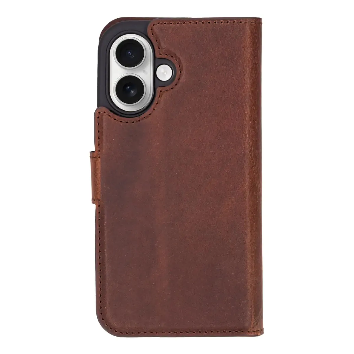 Antic Brown Leather iPhone 16 Plus Wallet Case