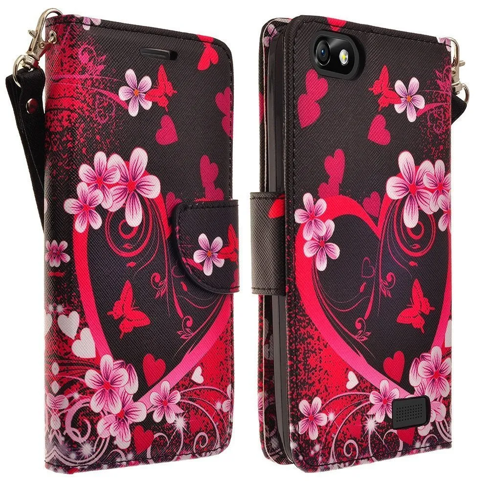 Apple iPhone 6s / 6 Case, Wrist Strap Pu Leather Wallet Case with ID & Card Slots for Iphone 6S/6 - Heart Lillies