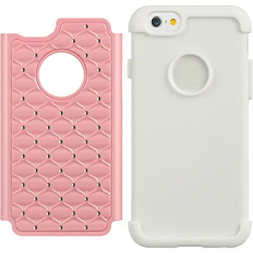 Apple iPhone 6s Plus Case / 6 Plus Case Crystal Rhinestone Slim Hybrid Dual Layer Case - Pink