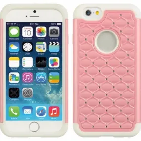 Apple iPhone 6s Plus Case / 6 Plus Case Crystal Rhinestone Slim Hybrid Dual Layer Case - Pink