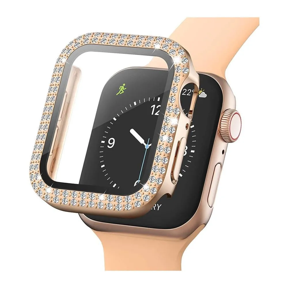 Apple Watch (40mm) Hårdt Plast Case m. Indbygget Skærmbeskyttelse - Rose Gold & Rhinsten