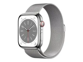 Apple Watch Series 8 Gps   Cellular 45Mm Silver Stainless Steel Case With Silver Milanese Loop