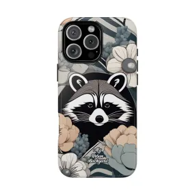 Art Deco Raccoon with Flowers, Cell Phone Case - Apple, Samsung, or Google Pixel