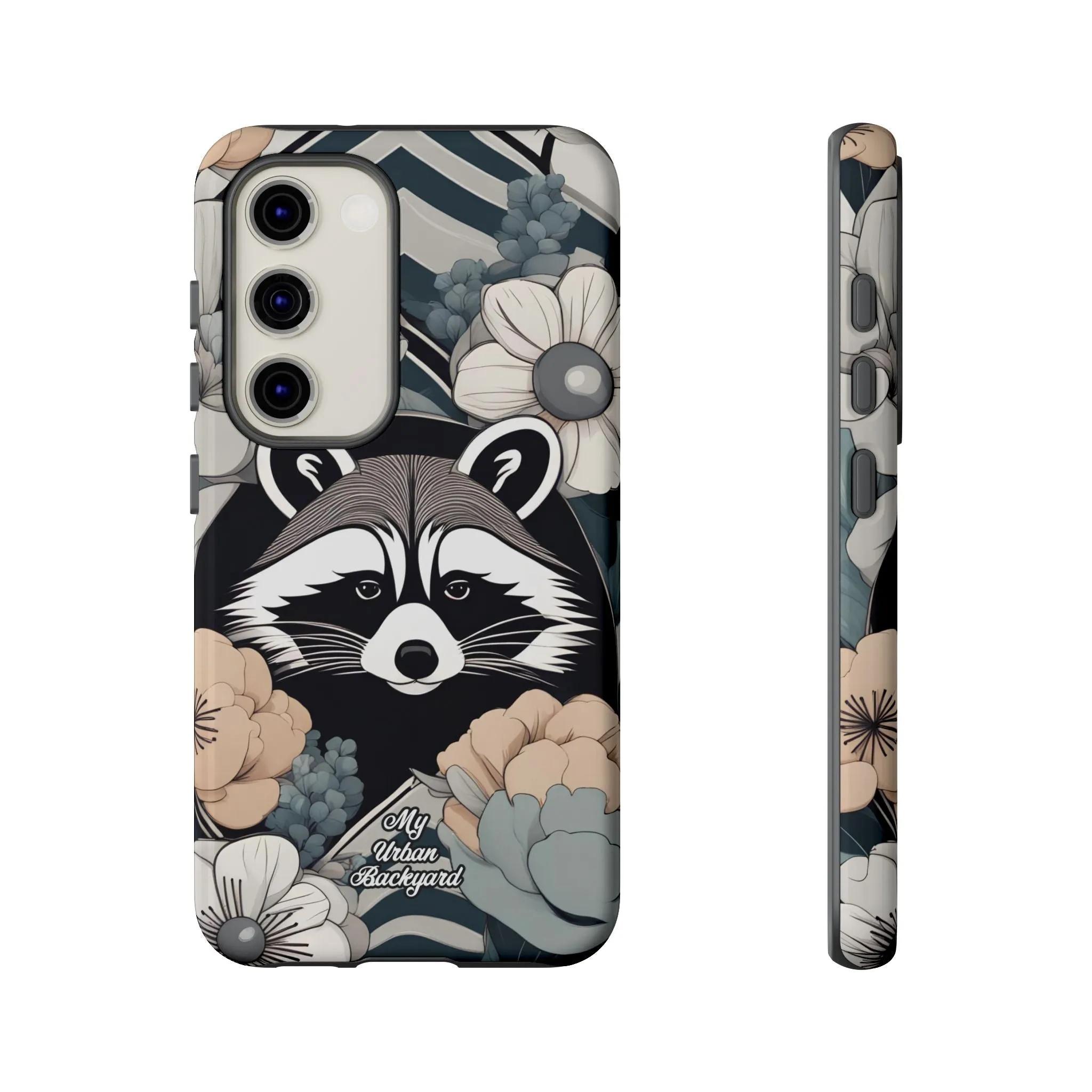 Art Deco Raccoon with Flowers, Cell Phone Case - Apple, Samsung, or Google Pixel