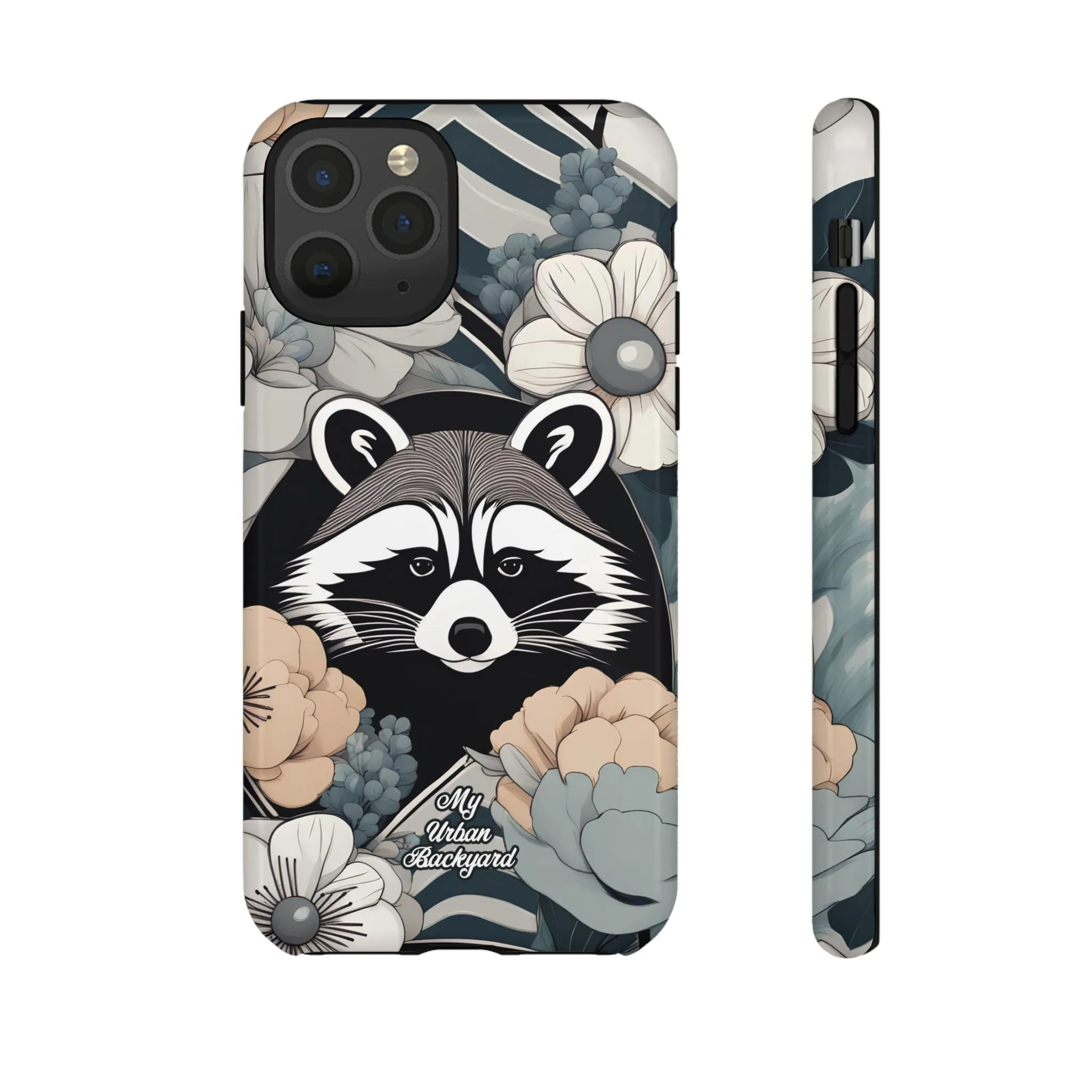 Art Deco Raccoon with Flowers, Cell Phone Case - Apple, Samsung, or Google Pixel