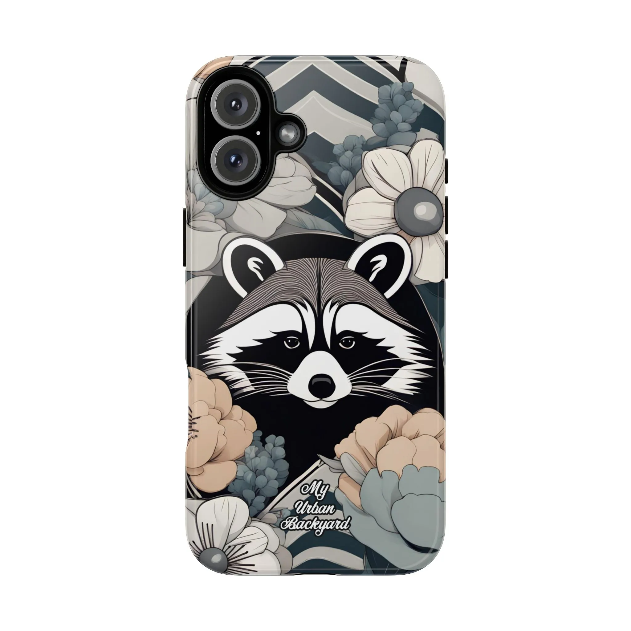 Art Deco Raccoon with Flowers, Cell Phone Case - Apple, Samsung, or Google Pixel