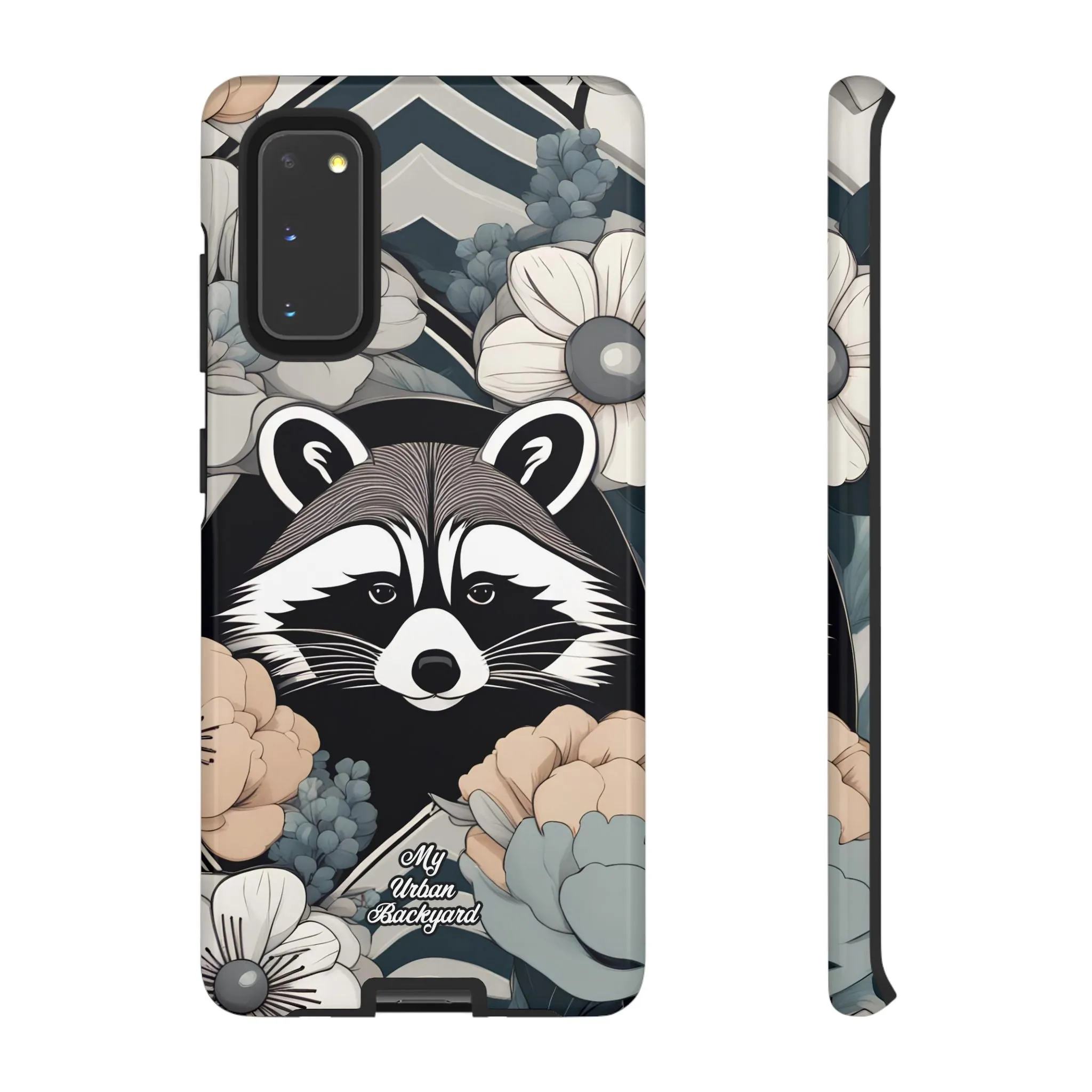 Art Deco Raccoon with Flowers, Cell Phone Case - Apple, Samsung, or Google Pixel