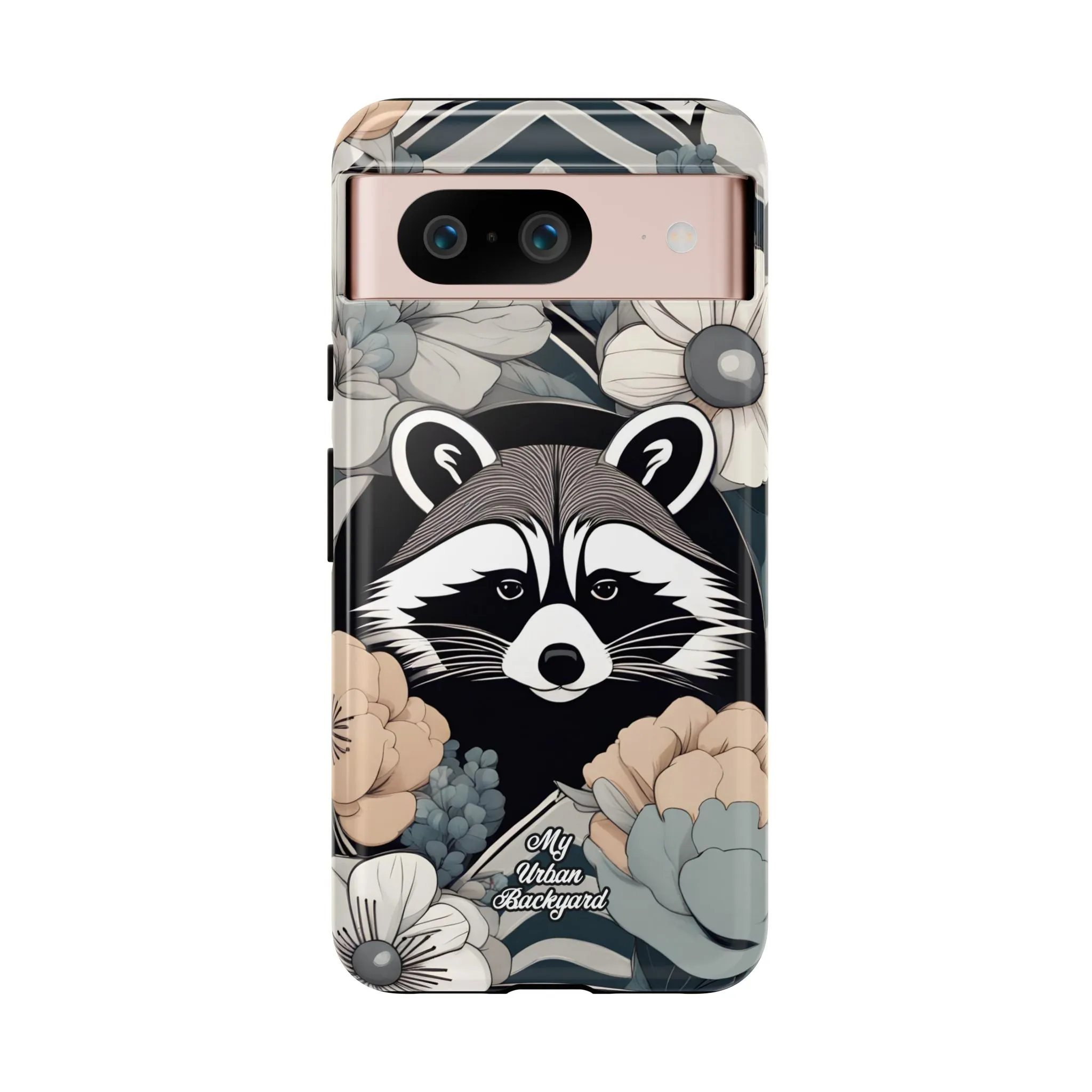 Art Deco Raccoon with Flowers, Cell Phone Case - Apple, Samsung, or Google Pixel