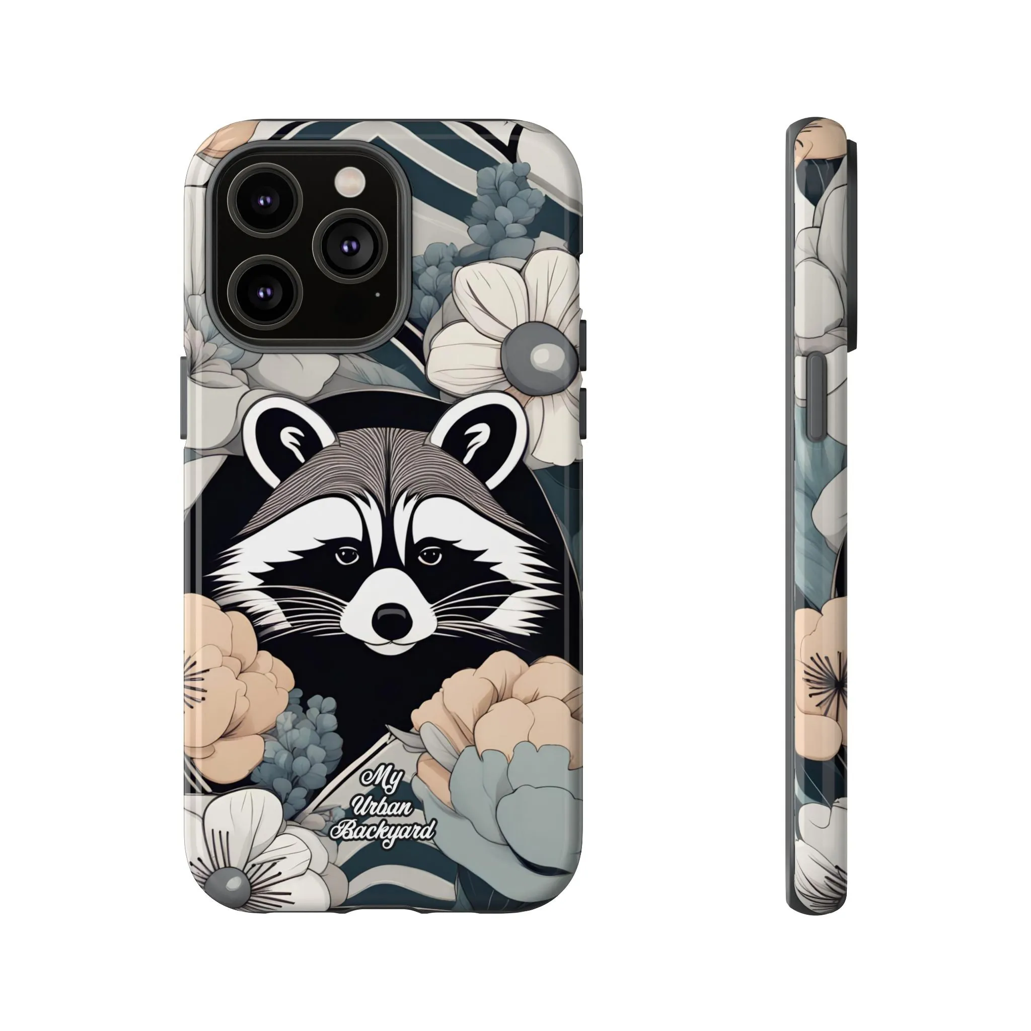 Art Deco Raccoon with Flowers, Cell Phone Case - Apple, Samsung, or Google Pixel