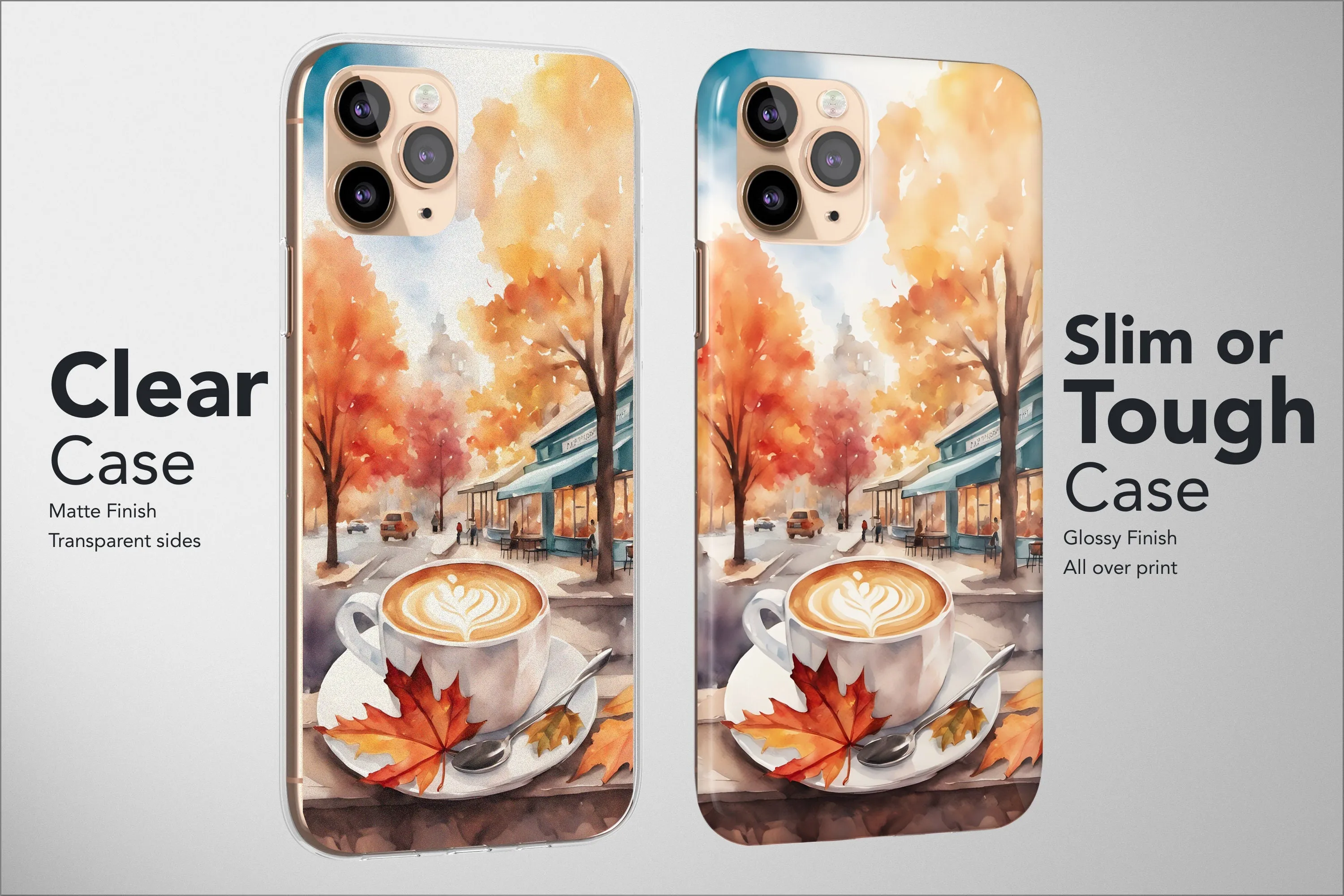 Autumn Phone Case Pumokin Leaf Fall Tree Coffe Cat Landscape Cover