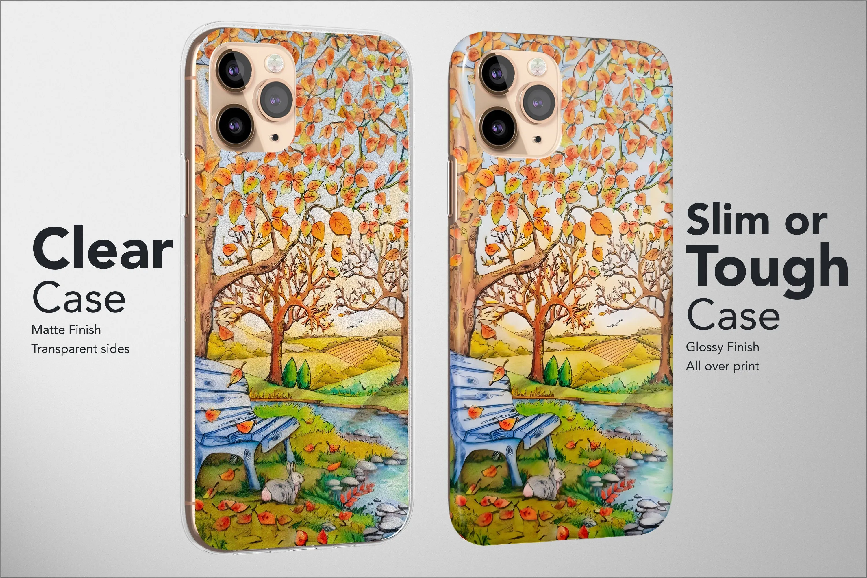 Autumn Phone Case Pumokin Leaf Fall Tree Coffe Cat Landscape Cover