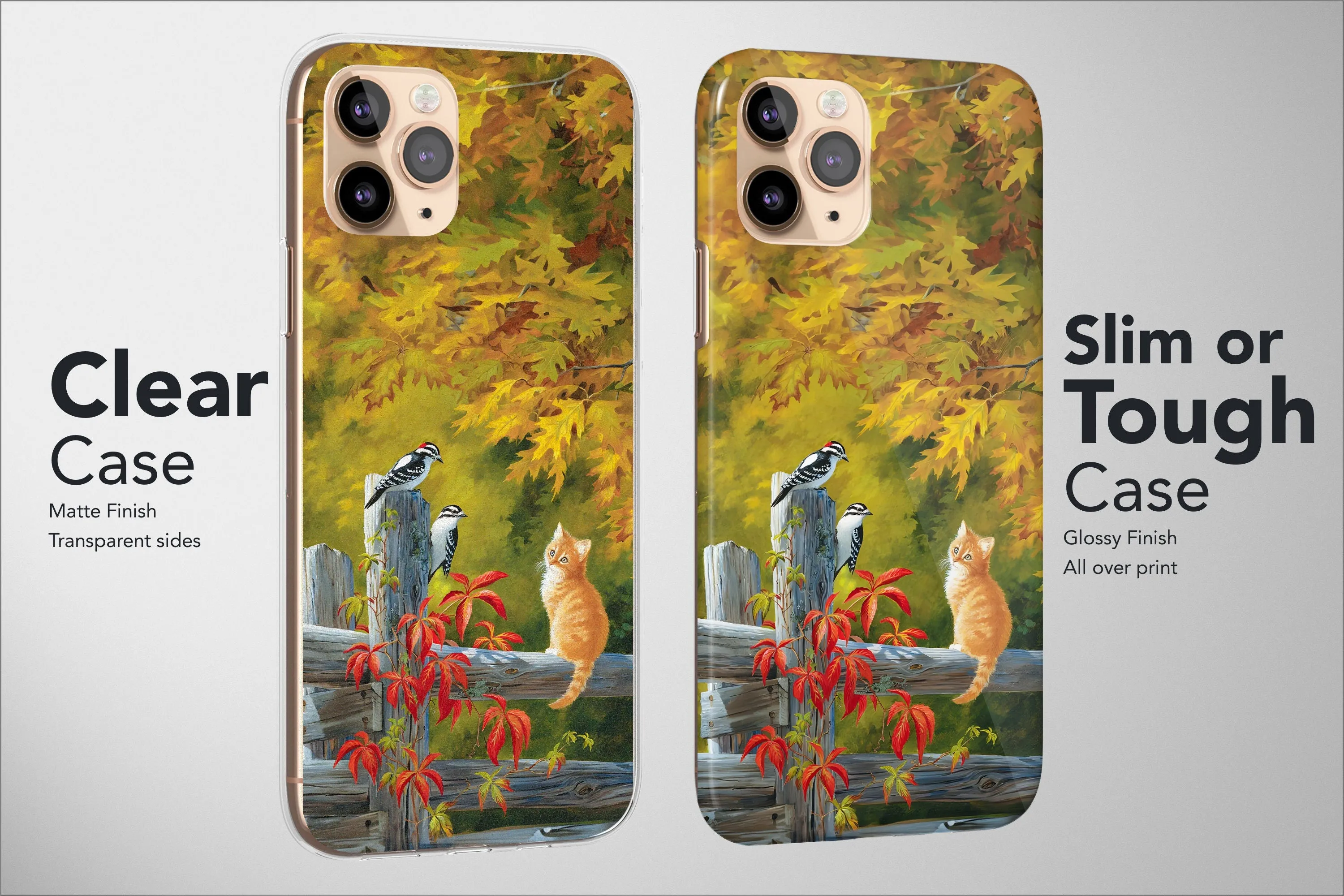 Autumn Phone Case Pumokin Leaf Fall Tree Coffe Cat Landscape Cover