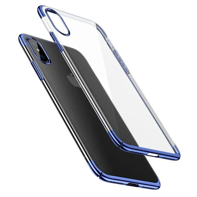 Baseus Hard PC Case For iPhone X Cases Luxury Transparent Plastic Case For iPhone X Cover Ultra Thin Plating Phone Accessories