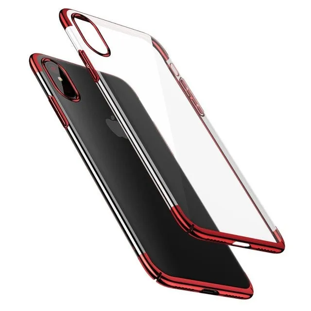 Baseus Hard PC Case For iPhone X Cases Luxury Transparent Plastic Case For iPhone X Cover Ultra Thin Plating Phone Accessories