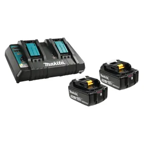 Battery Charger - Makita 18V 2 x (5.0 Ah) Li-Ion Battery & Dual-Port Charger Kit, Y-00359