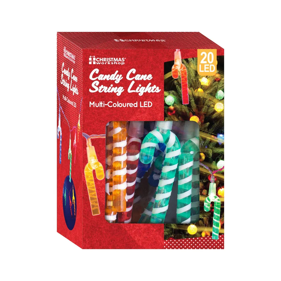 Battery operated Candy Cane String Lights, Multi Coloured