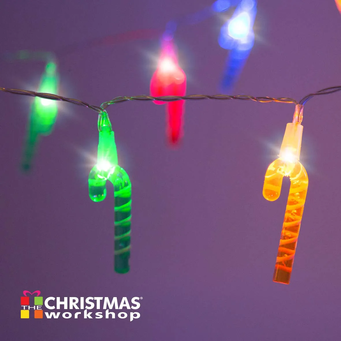 Battery operated Candy Cane String Lights, Multi Coloured