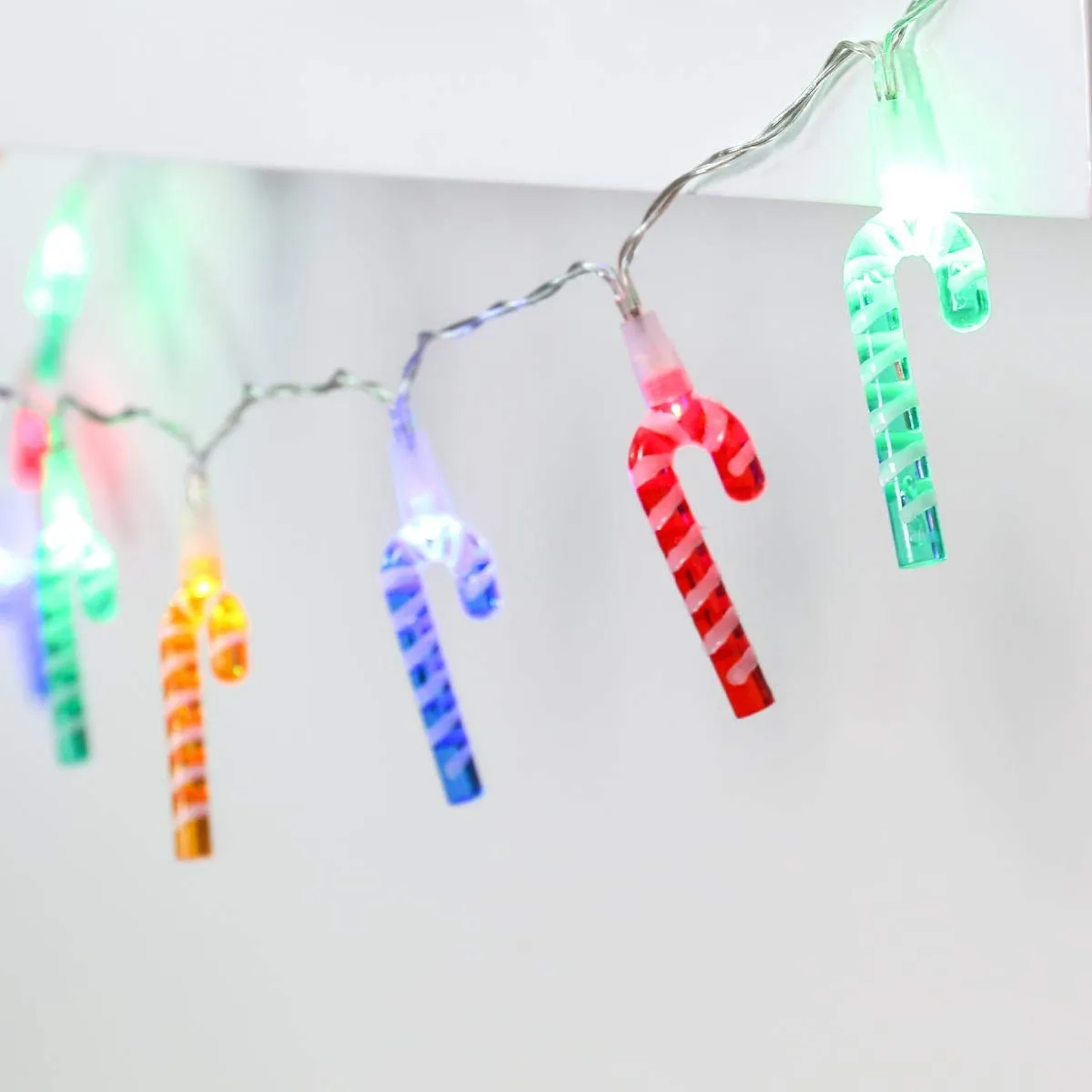 Battery operated Candy Cane String Lights, Multi Coloured