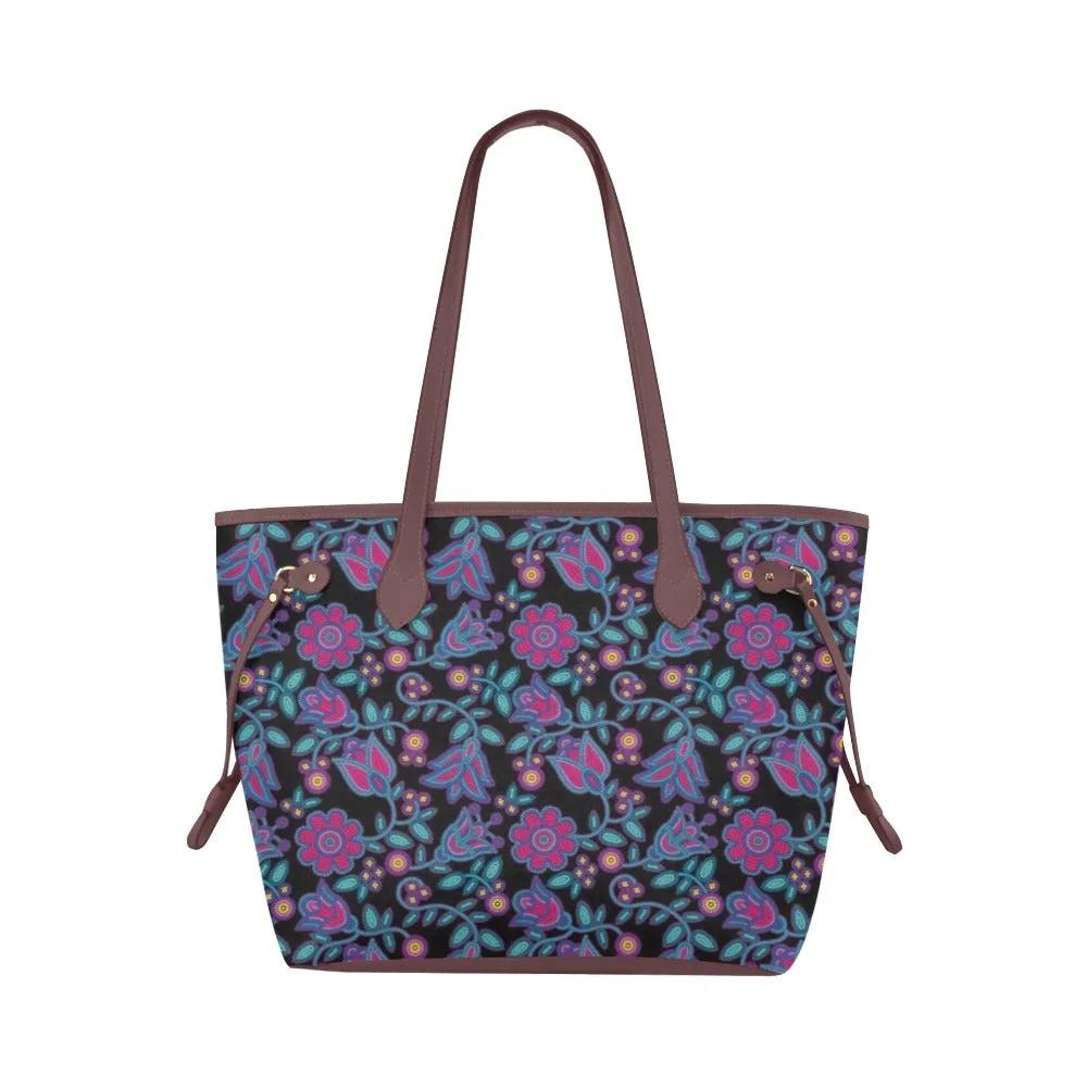 Beaded Nouveau Coal Clover Canvas Tote Bag