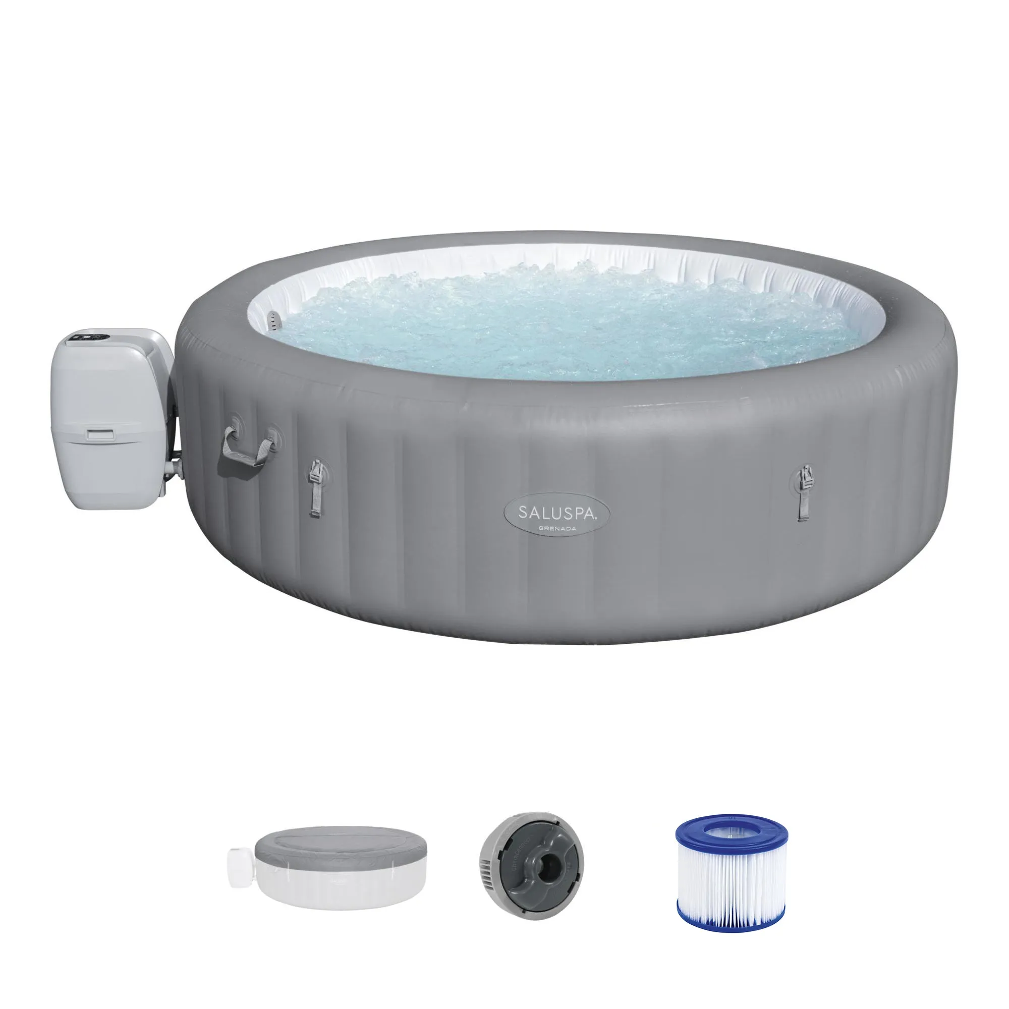 Bestway SaluSpa Grenada AirJet Hot Tub, Spa Seat (2 Pack), & Headrest (2 Pack)