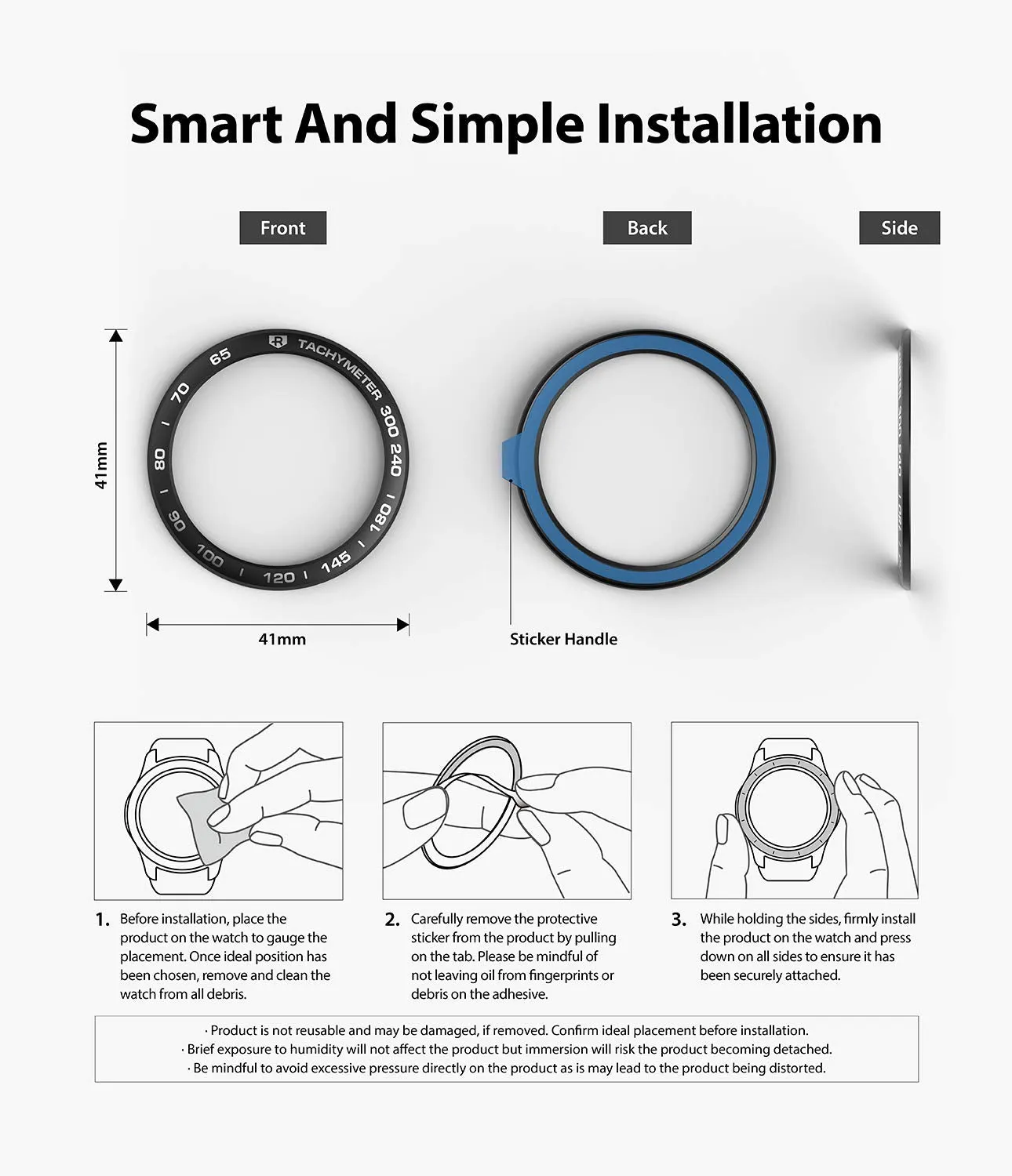 Bezel Styling for Galaxy Watch 3 41mm - Black [41-10] [Stainless Steel]