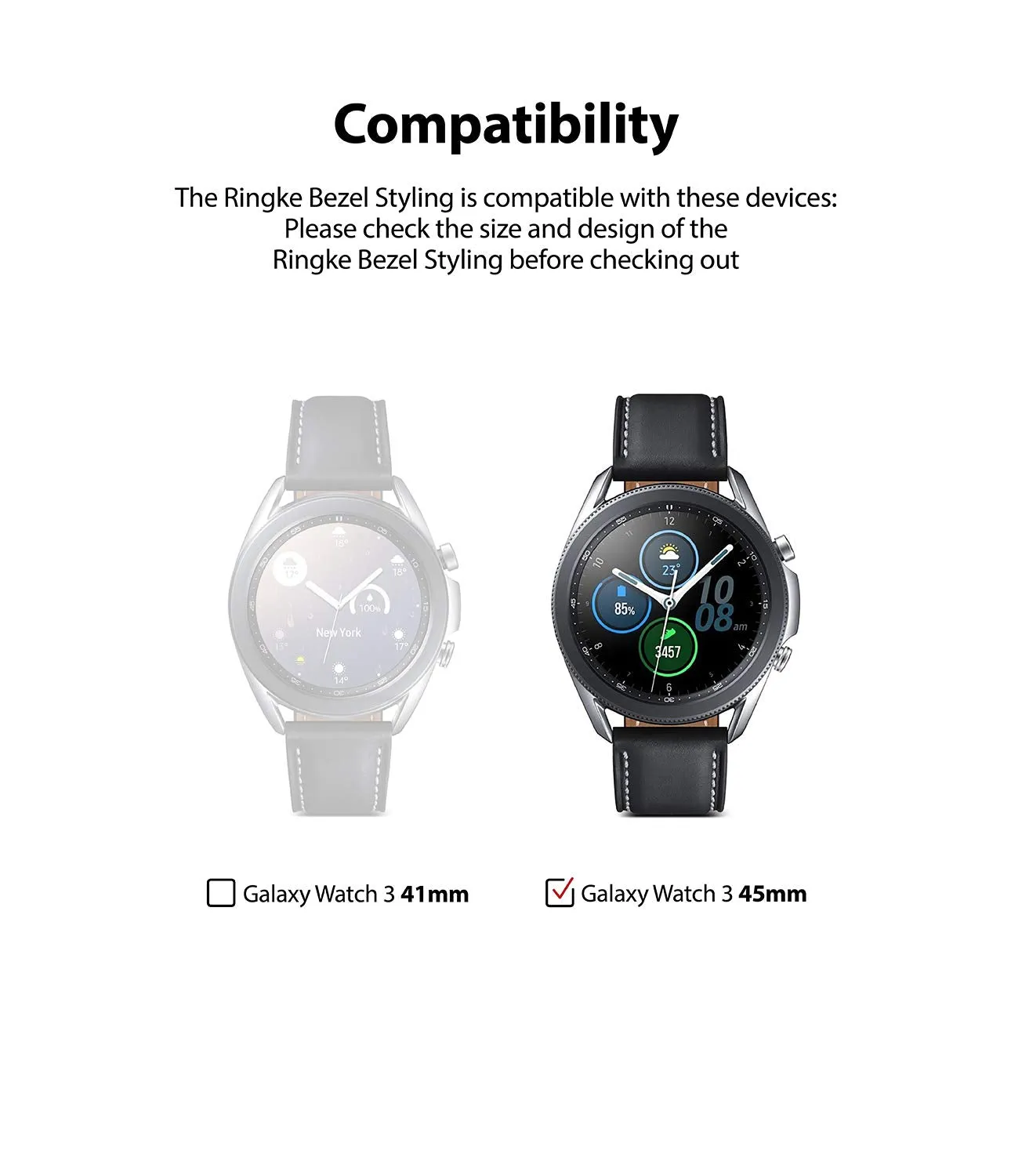 Bezel Styling for Galaxy Watch 3 45mm - Matte Black  45-10 (AL)  [Stainless Steel]