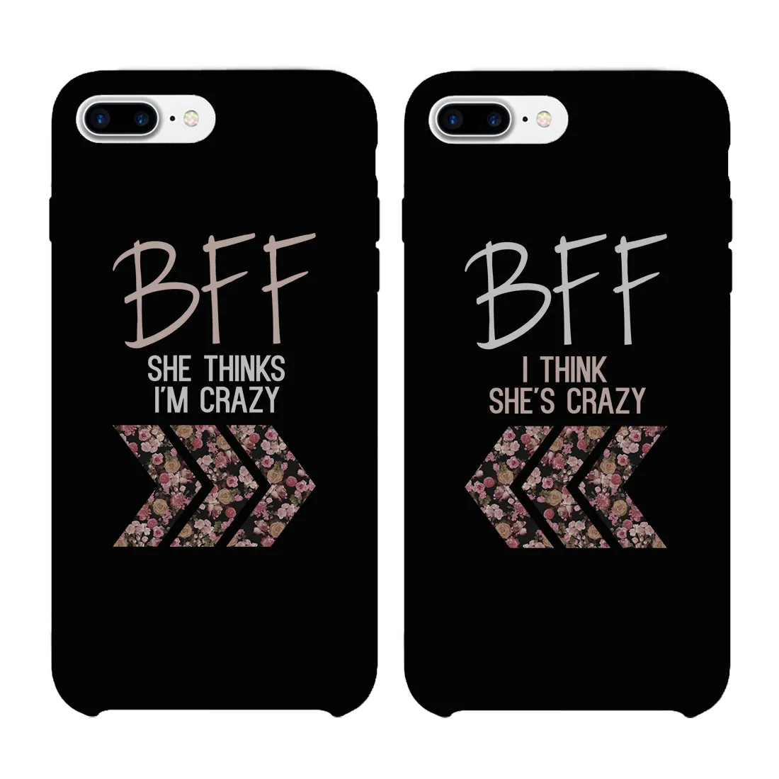 BFF Floral Crazy Best Friend Black Matching Phone Cases