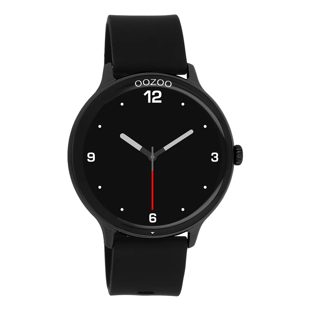 Black OOZOO smartwatch with black rubber strap - Q00134