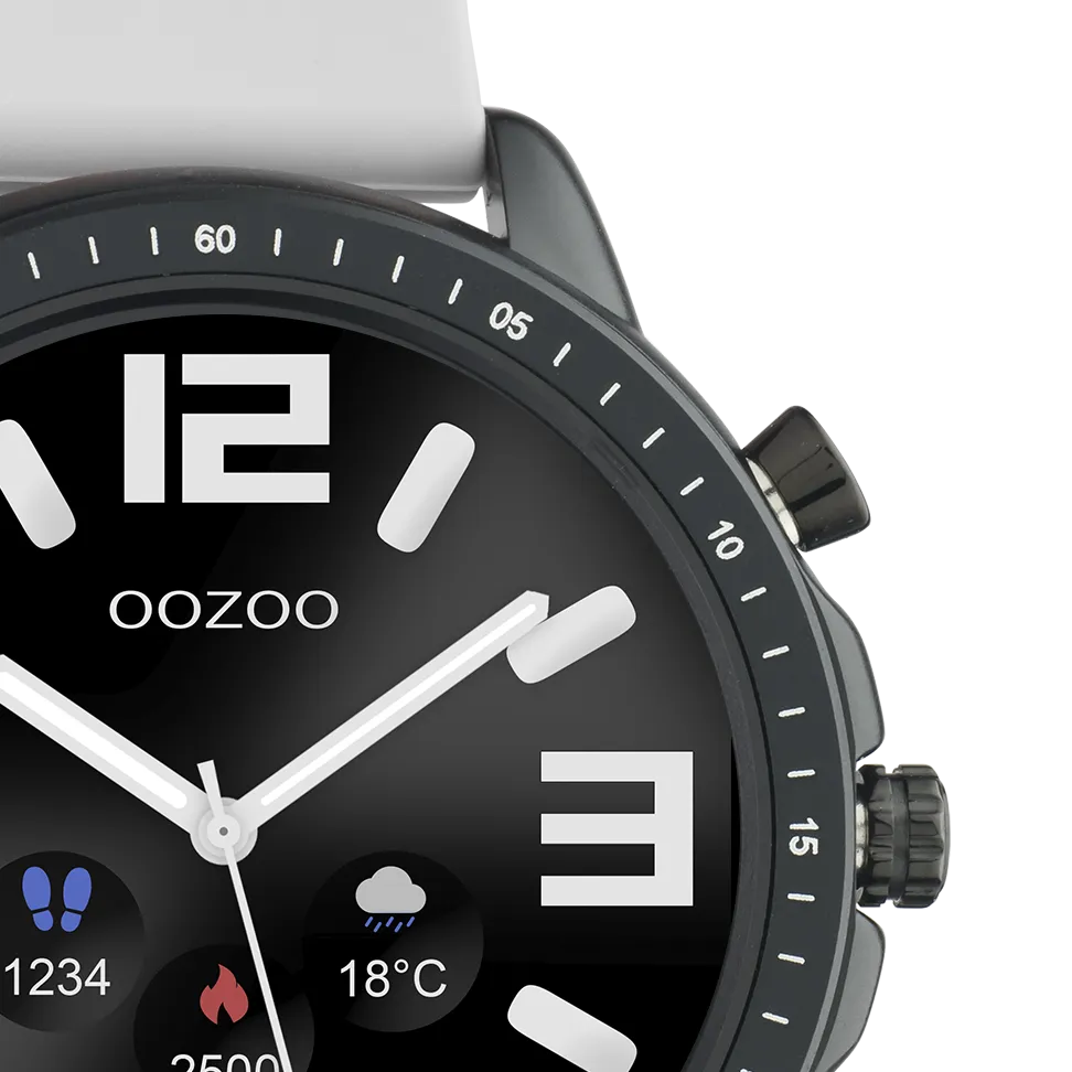 Black OOZOO smartwatch with stone grey rubber strap - Q00328