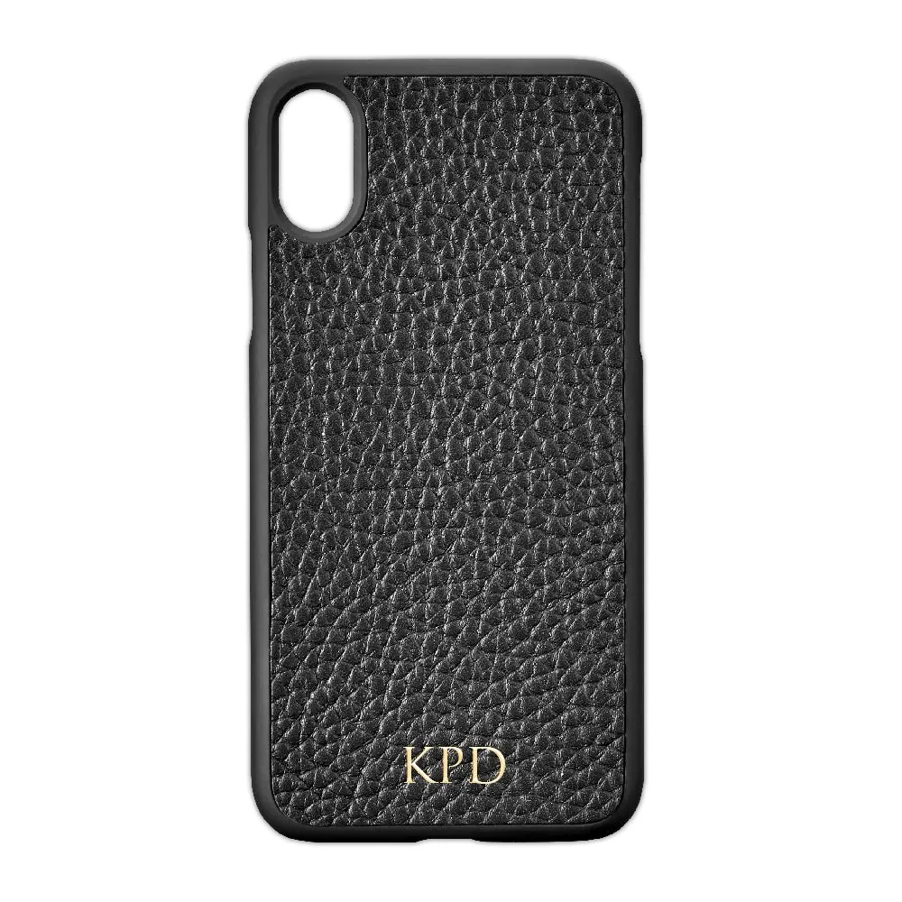 Black Pebble Leather iPhone Case