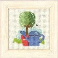 Blue Watering Can Mini Cross Stitch Kit