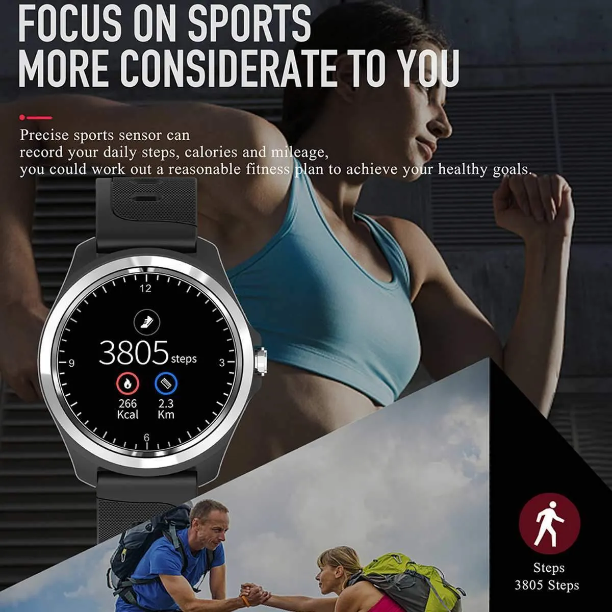 Bluetooth Heart Rate Blood Pressure Voice Assistant Music Control Weather Forecast Fitness Sport Smartwatch