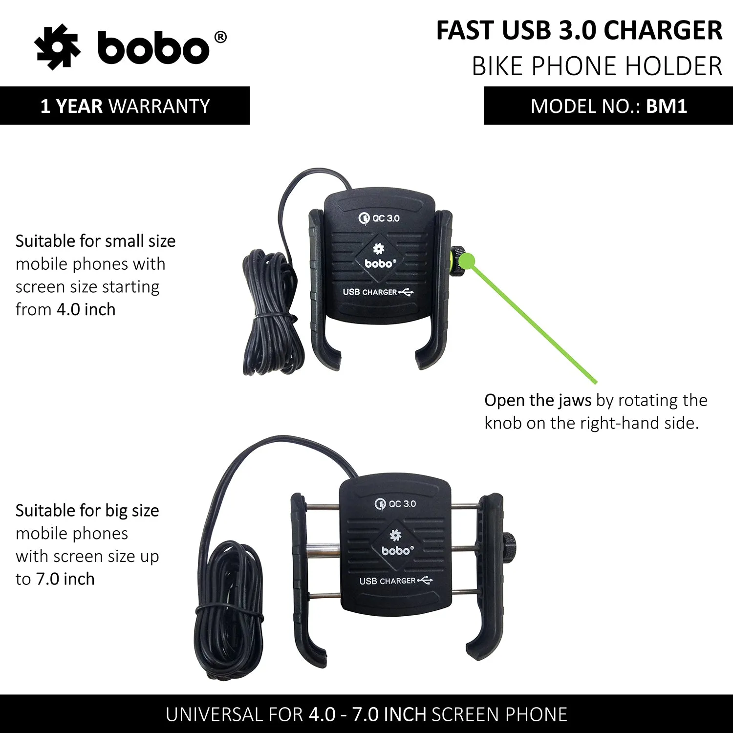 BM1 - Jaw-Grip (Fast USB 3.0 Charger)