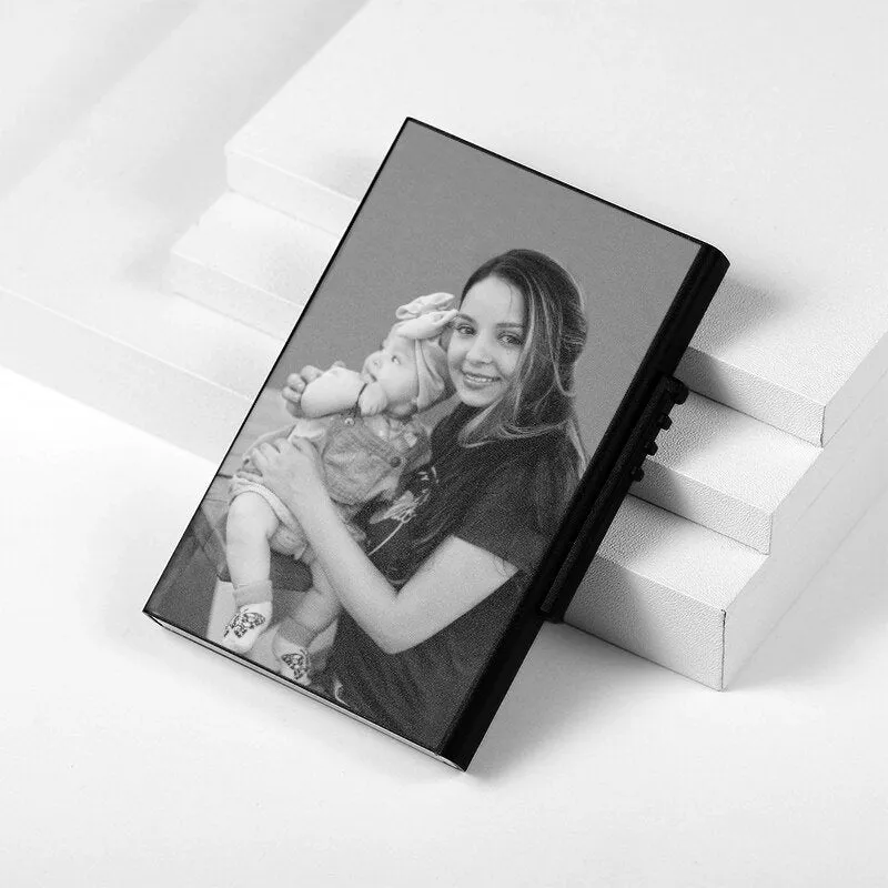 Business Card Case Thin Credit Card Holder Metal Bank Check Sleeve Special Mother's Day Gift Personalized Photo