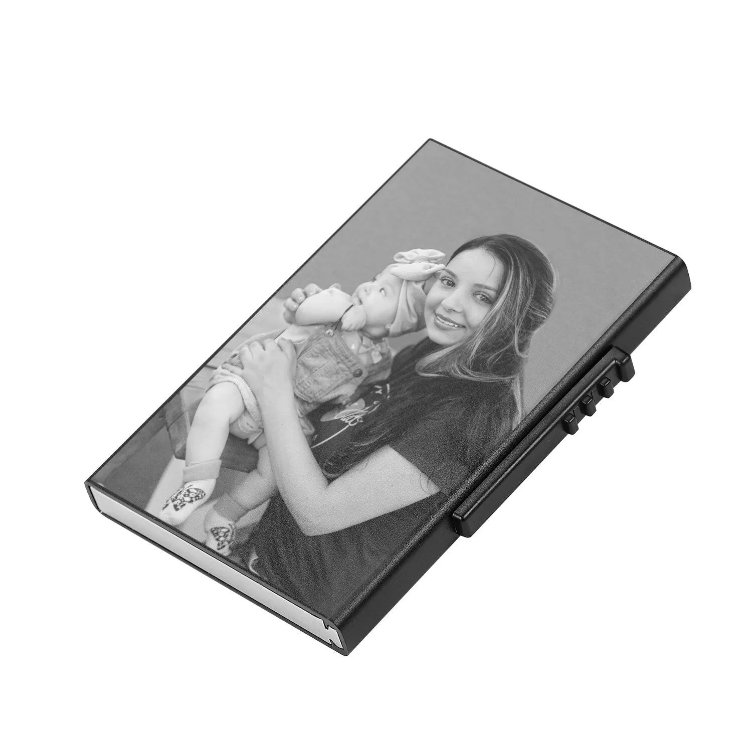 Business Card Case Thin Credit Card Holder Metal Bank Check Sleeve Special Mother's Day Gift Personalized Photo