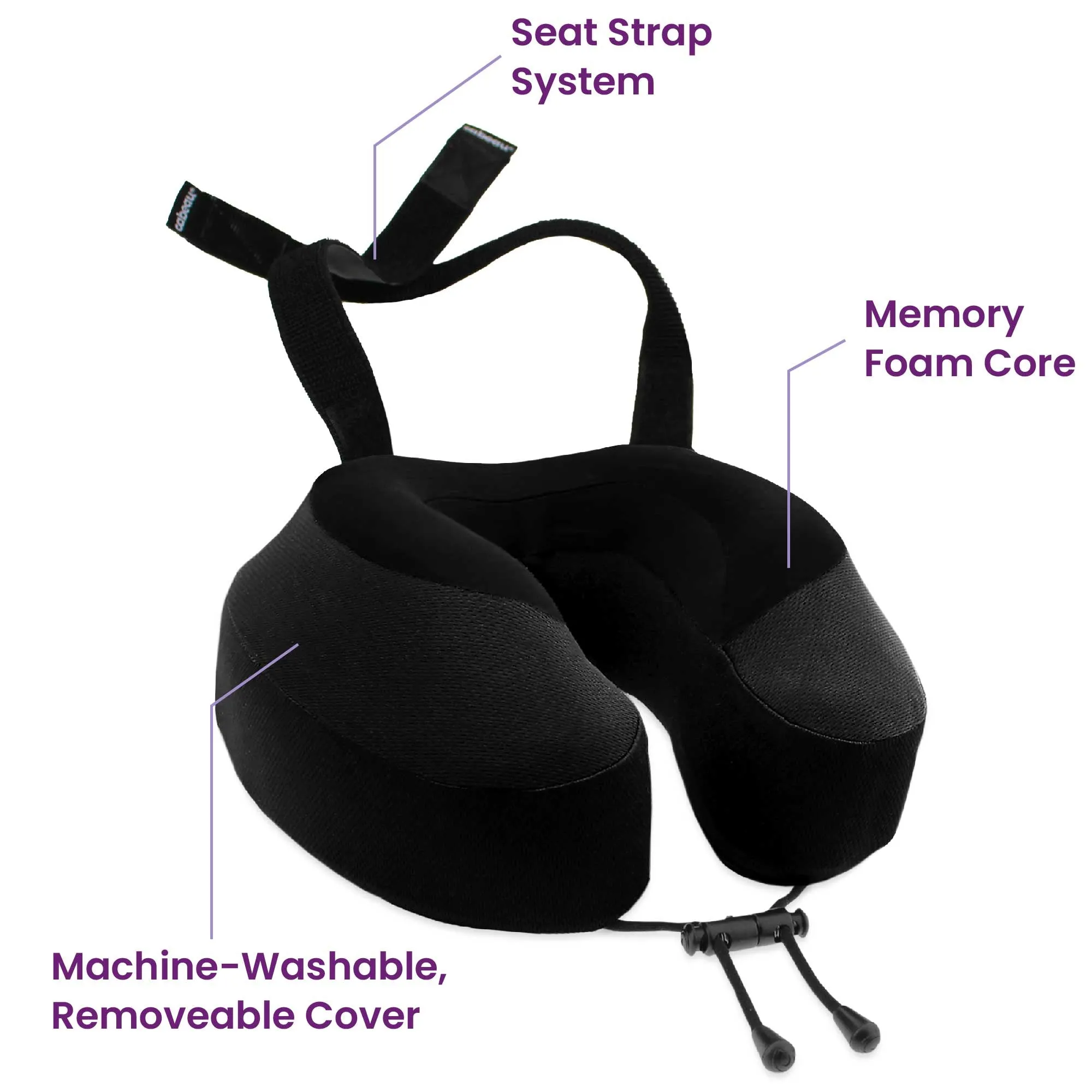 Cabeau Evolution S3 Memory Foam Travel Neck Pillow with Seat Strap, One Size