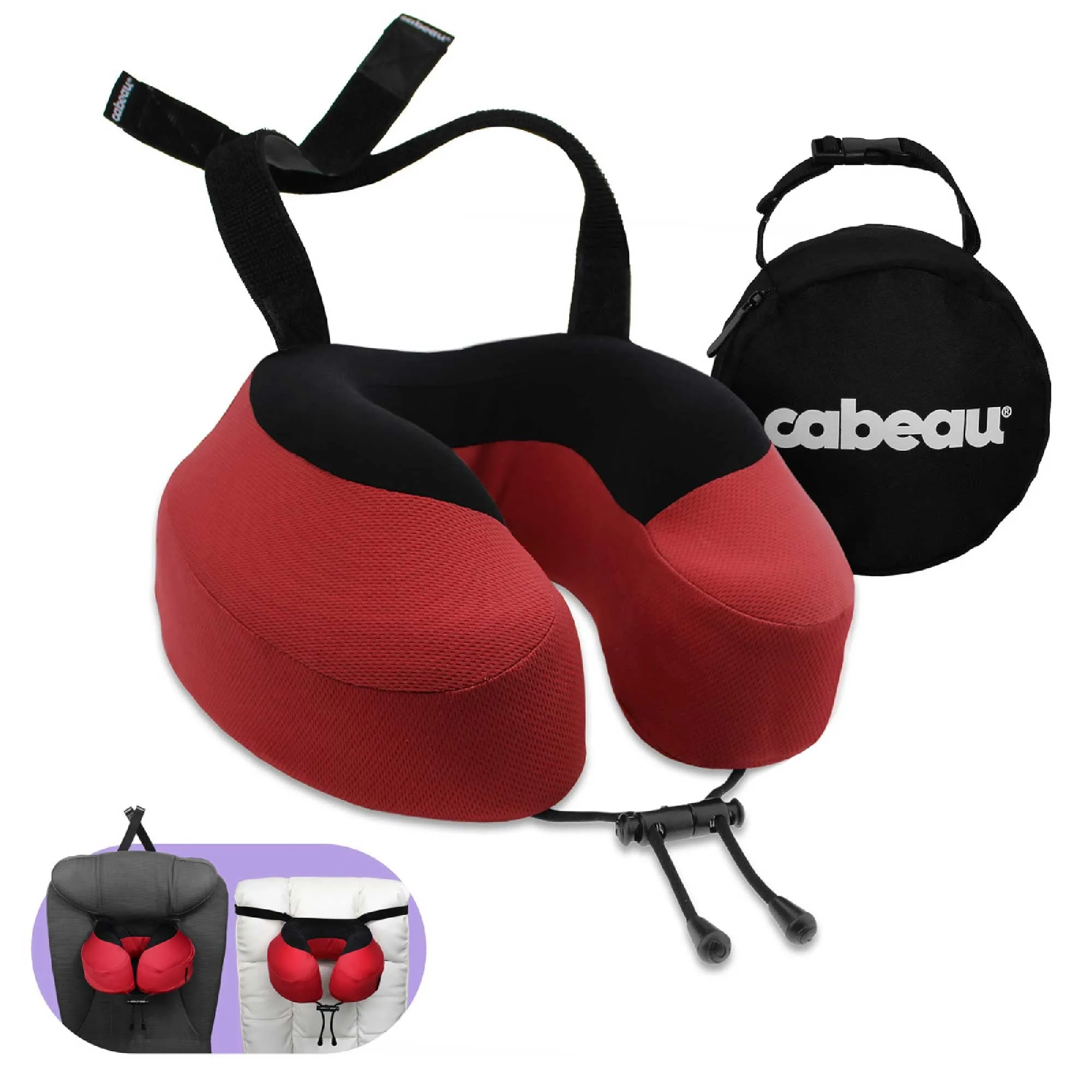 Cabeau Evolution S3 Memory Foam Travel Neck Pillow with Seat Strap, One Size